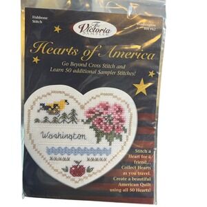 Victoria Sampler Hearts Of America Washington‎ Fishbone Stitch HA #42 Kit